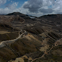Looking west at the AntaKori copper-gold project with the Tantahuatay gold oxide mine over the hilltop.